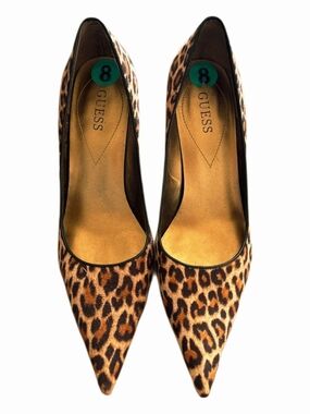 GUESS Leopard-Print Pointed Pumps Brown & Black Very Good Used Condition Size 8